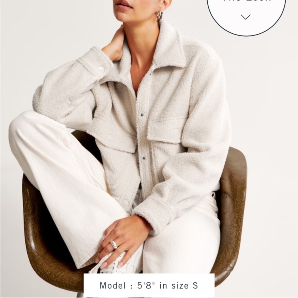 Abercrombie & Fitch Cream Sherpa Shacket